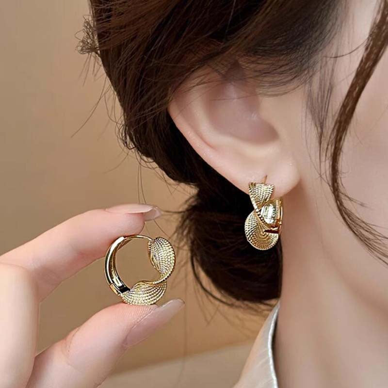 Gold Twisted Pleated Earrings