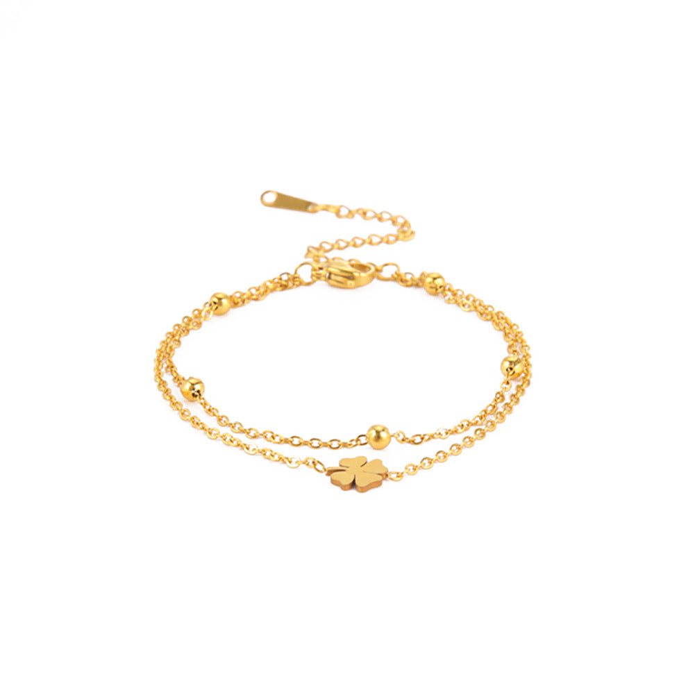 Cut Clover Charm Double-layer Ankle