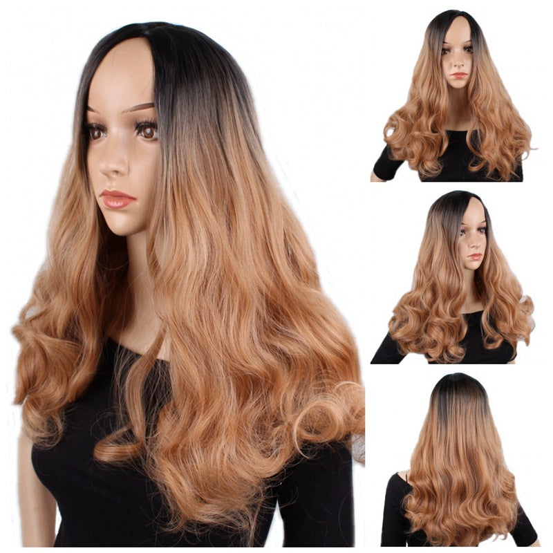 Mid-length curly hair dyed wig
