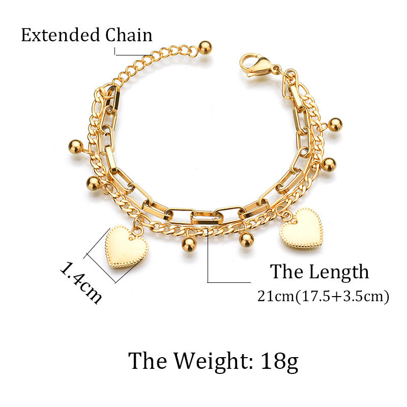 Mixed Chain Heart Charm Bracelet