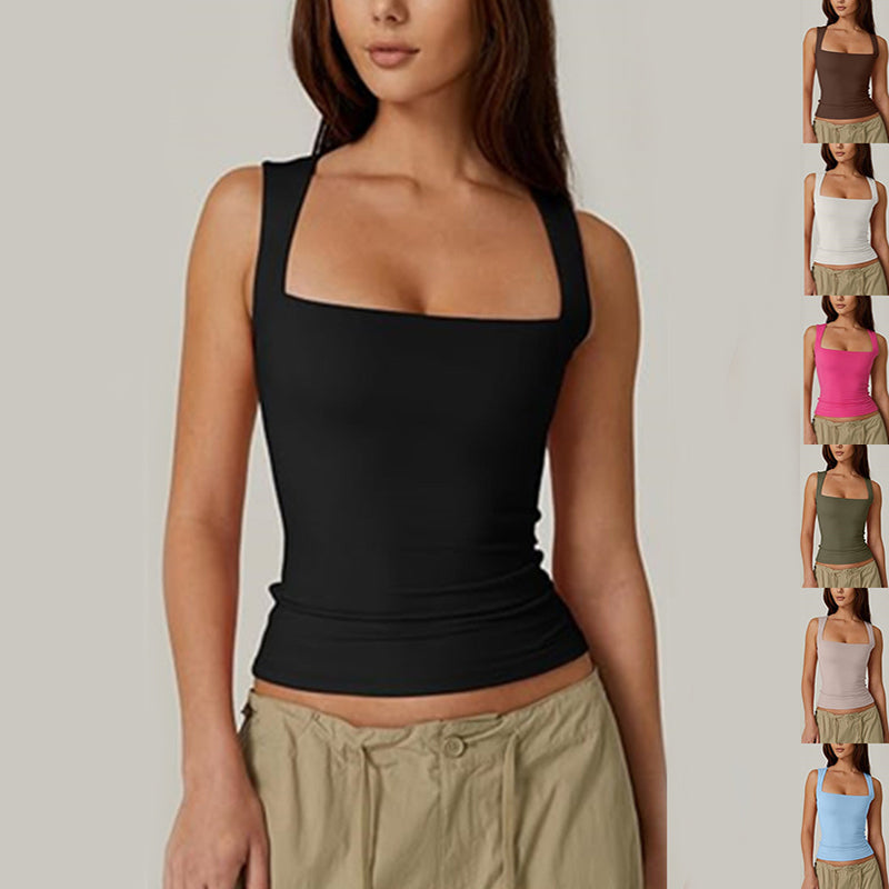 Square-neck Tank Vest Slim Top