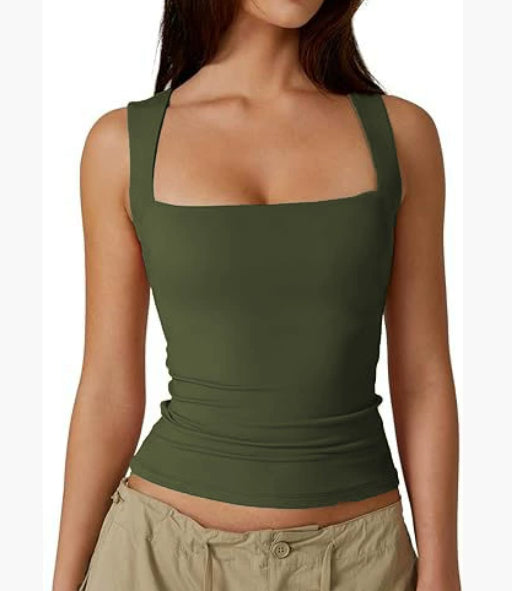 Square-neck Tank Vest Slim Top