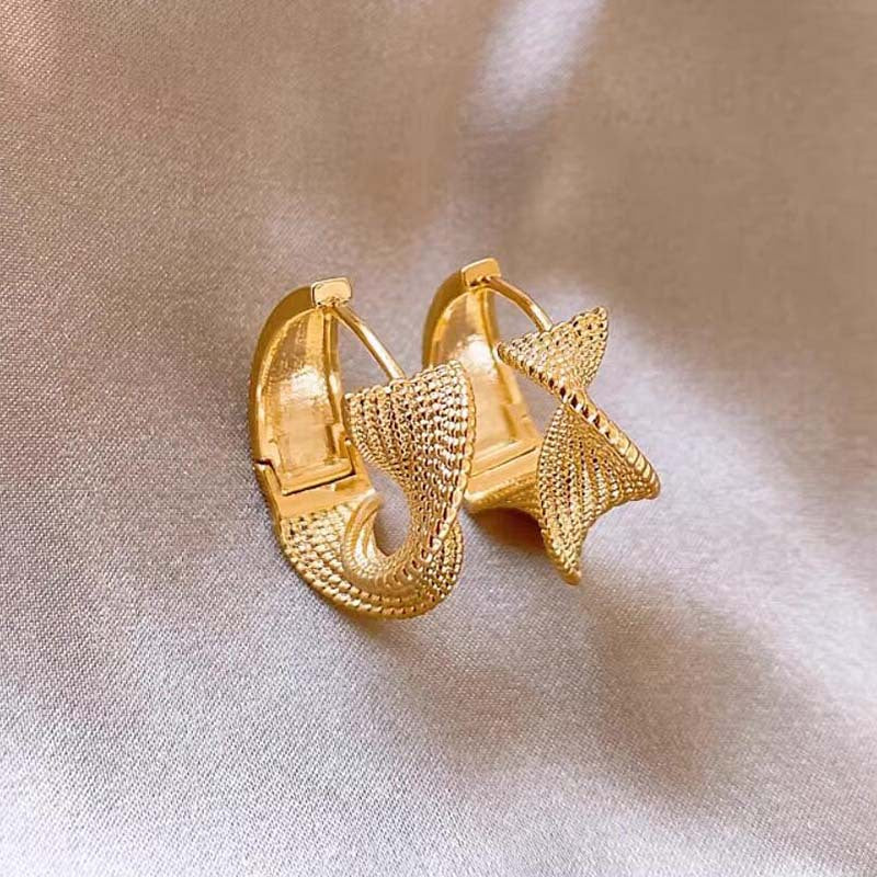 Gold Twisted Pleated Earrings