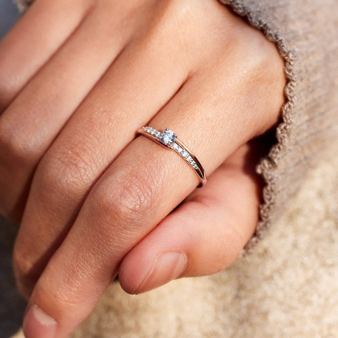 Two Rows Of Diamond Electroplated Ring