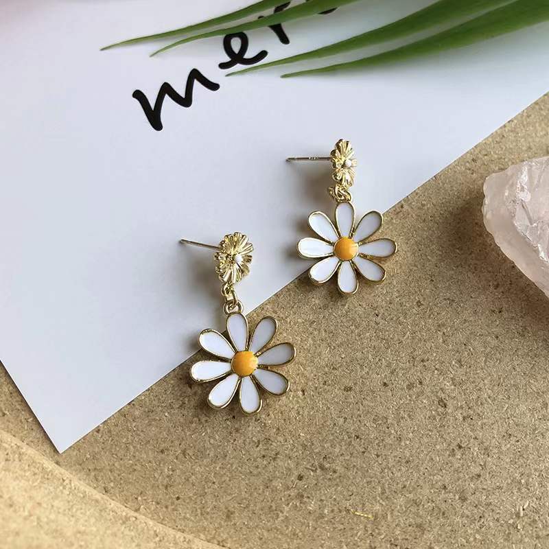 Dripped-glaze Flower Earrings
