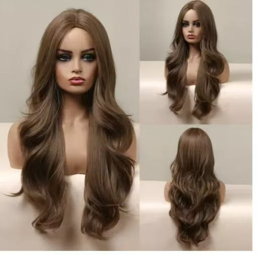 Blonde Middle-parted Small-curl Long Wavy Wig