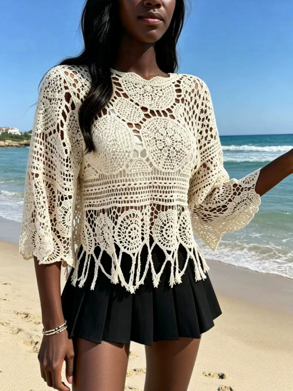 Crochet Openwork Knit Top