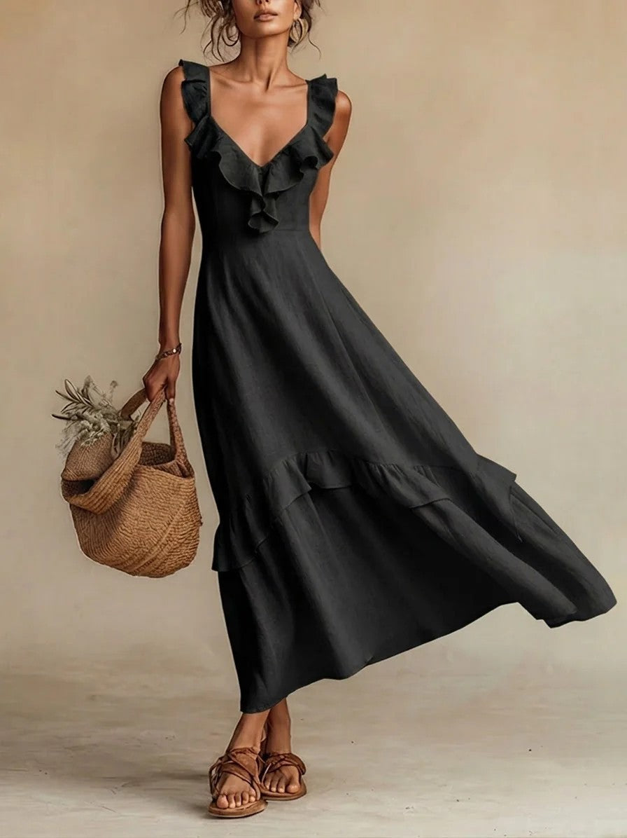 Ruffled Flutter Sleeves Dress