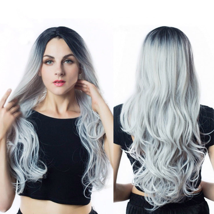 Mid-length curly hair dyed wig
