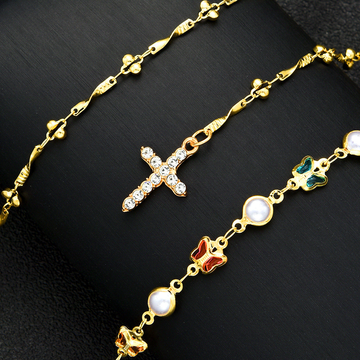Y-shaped Butterfly Pearl Necklace Set