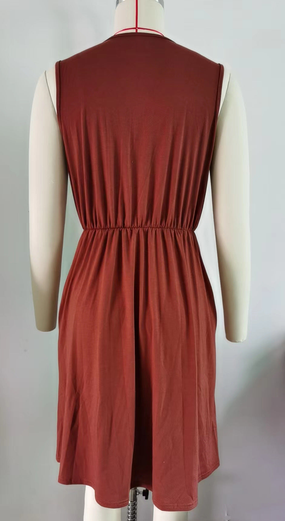 Lace Panel Sleeveless Dresss With Pocket