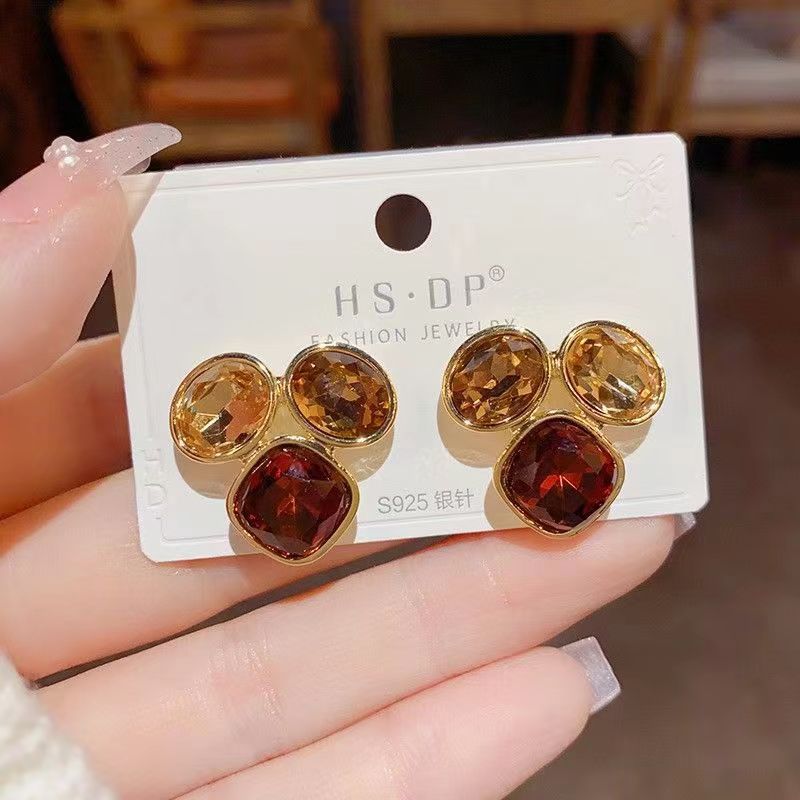 Colorful Geometric Zircon Earrings