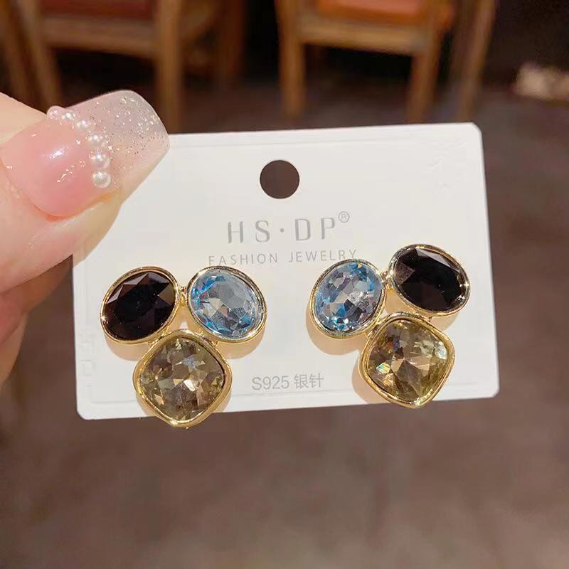 Colorful Geometric Zircon Earrings