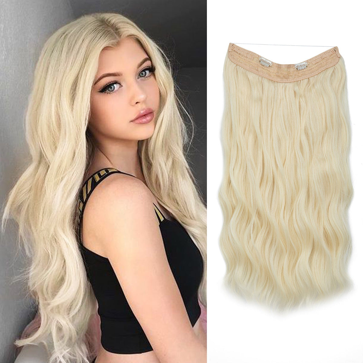 European And American Style Women Corn Curler Fishing Thread Long Curly Hair  Wig