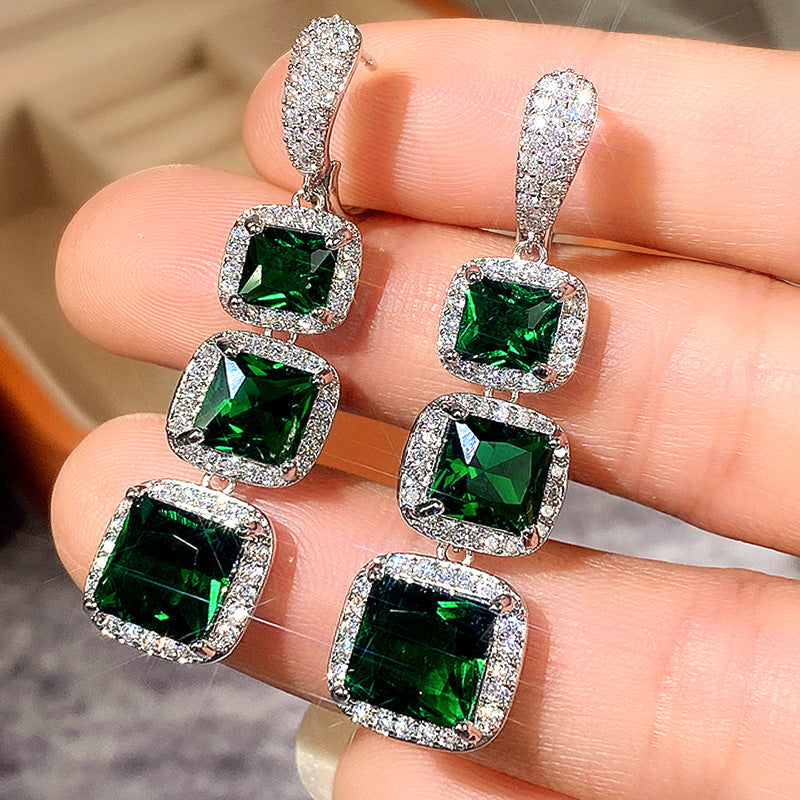 Shiny Square Zircon Earrings