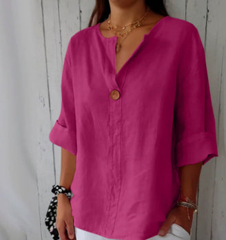 Cotton And Linen Button Top