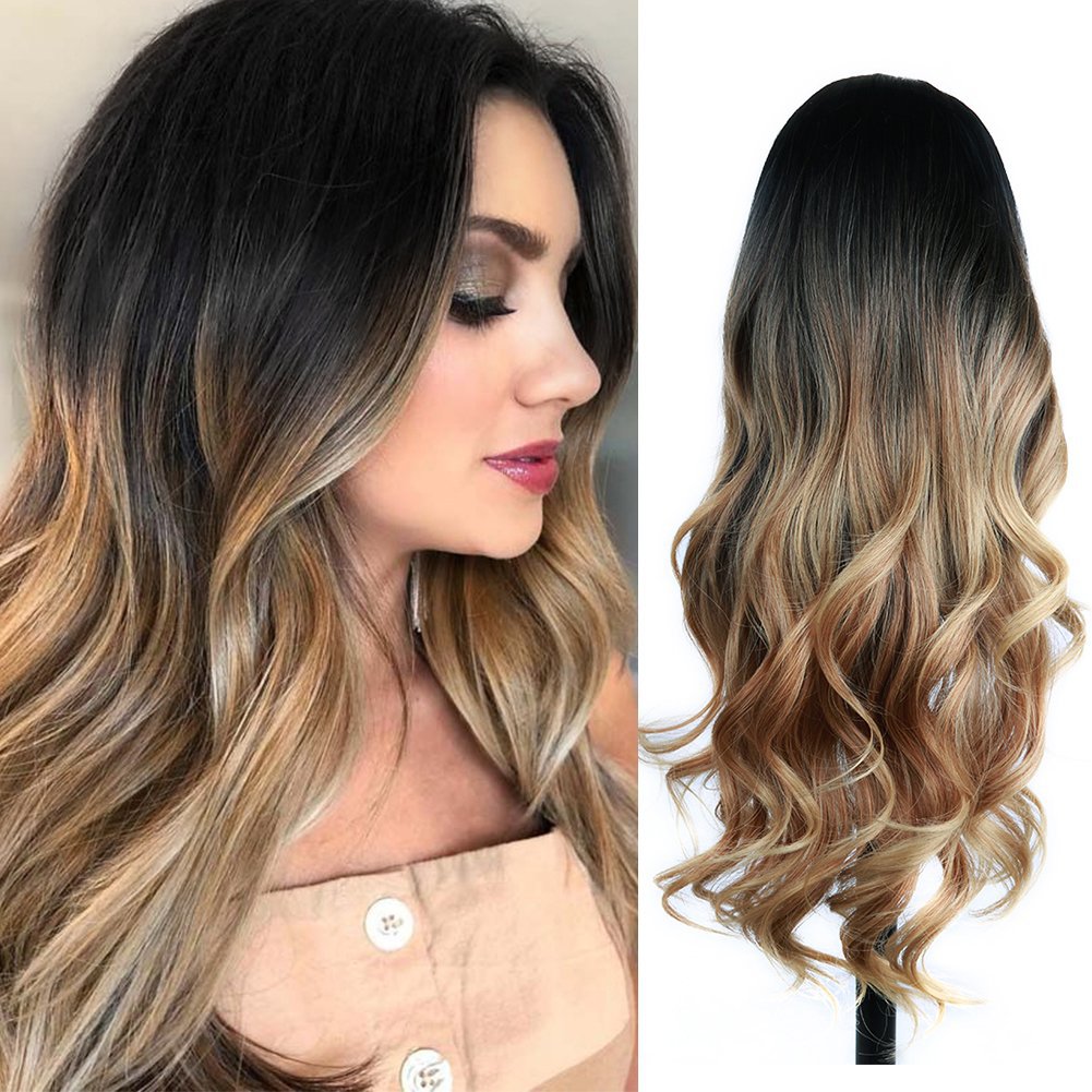 Mid-length curly hair dyed wig