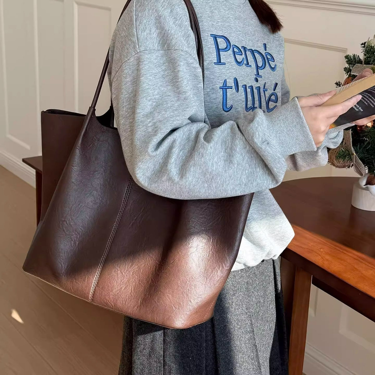 Soft-leather Underarm Shoulder Bag