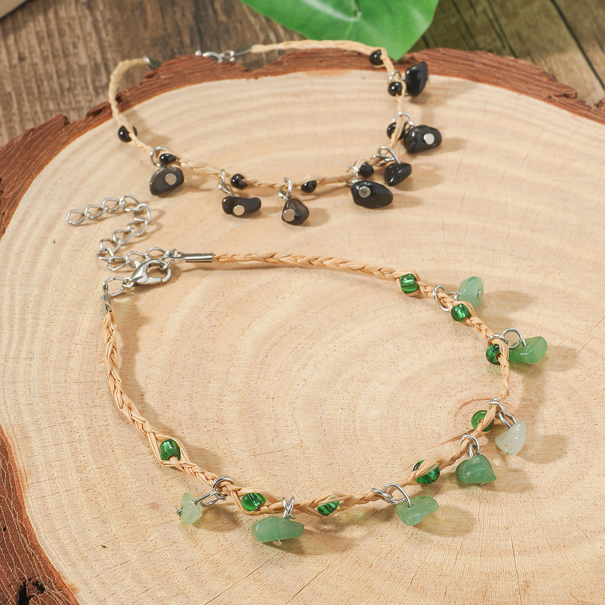 Bohemian Multicolor Pebble Anklet