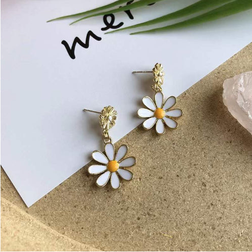 Dripped-glaze Flower Earrings