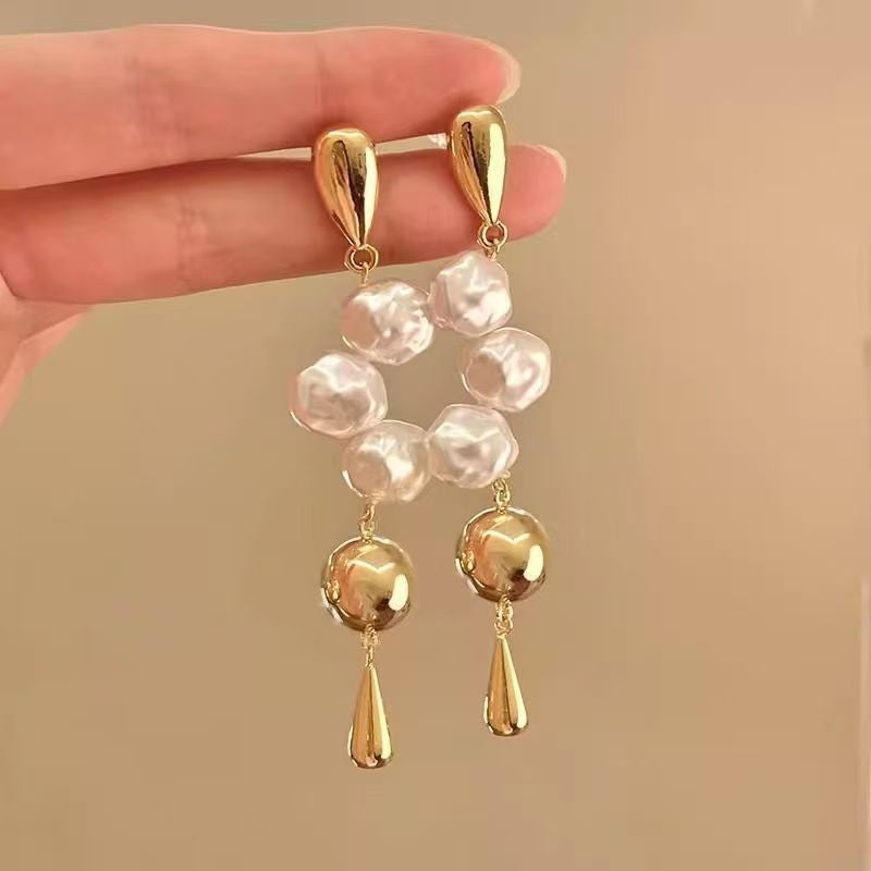 Pearl And Metal Minimalist Earrings