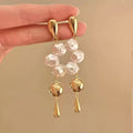 Pearl And Metal Minimalist Earrings