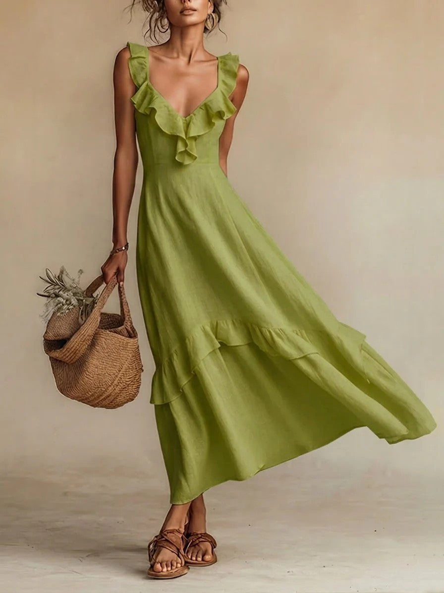 Ruffled Flutter Sleeves Dress